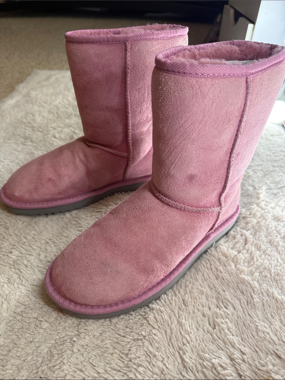 UGG Pink Suede Classic Short Boots